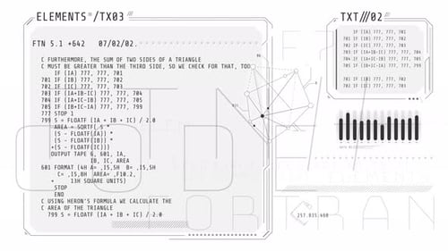 Abstract HUD Interface with Code and Infographics