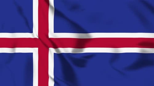 Seamless Loop of Realistic Waving Iceland National Flag