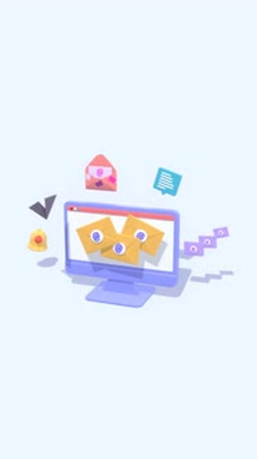 Animated Digital Communication with Email and Bell Icon