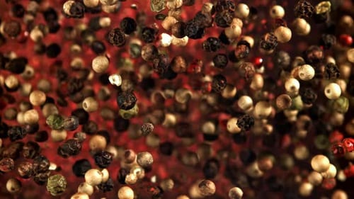 Super Slow Motion Peppercorn Filmed on a Highspeed Camera at 1000 Fps