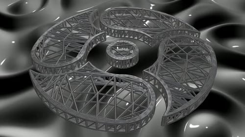 Abstract Metallic Geometric Structure Rotating Background Loop