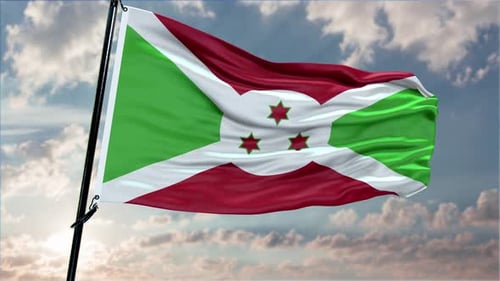 Realistic Burundi National Flag Waving in Slow Motion