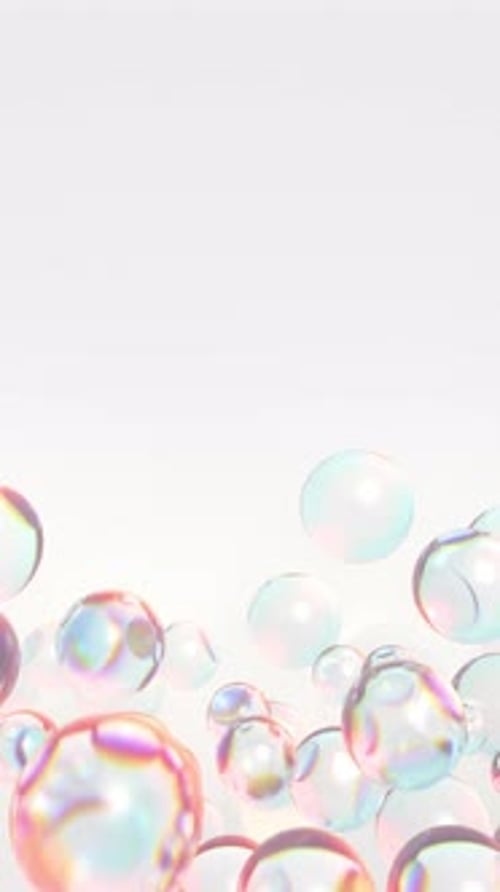 Rotating Bunch of Glass Spheres with Dispersion Rainbow Colors Loop Background for Cosmetics or