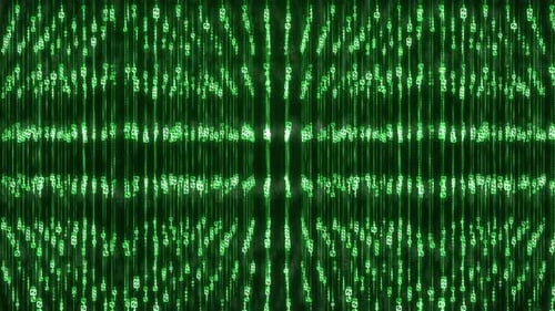 Green Matrix Style Digital Rain Falling Binary Code Background Loop - HD