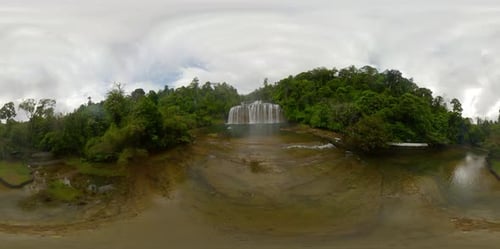 Breathtaking Waterfall in Lush Tropical Forest