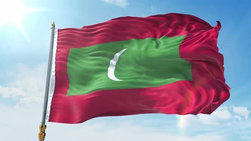 Maldives Flag Waving Realistic Animation