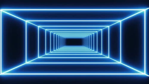 Fond de tunnel au néon bleu en boucle