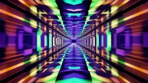Futuristic Neon Abstract Tunnel Loop Motion Background