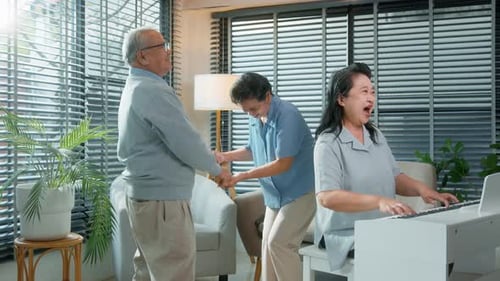 Seniors Enjoying Music and Dancing at Home