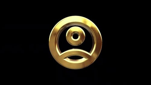 Golden 3D Webcam Icon Rotating on Black Background