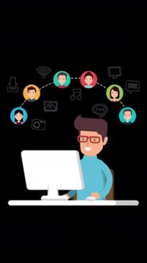 Man Having A Conference Call With His Business Team Online On Vertical On Alpha Channel