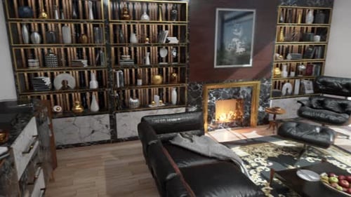 Luxury Modern Interior Design with City View Camera Pan