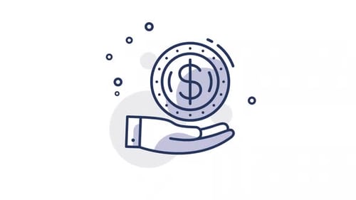 Minimalist Icon Animation of Hand Holding Dollar Coin