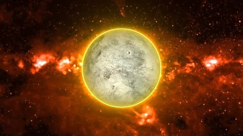 glowing Haumea planet on star with galaxy