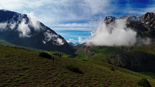 Trekking across a magnificent mountain landscape