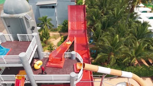 Water Park with High Slides and a Swimming Pool