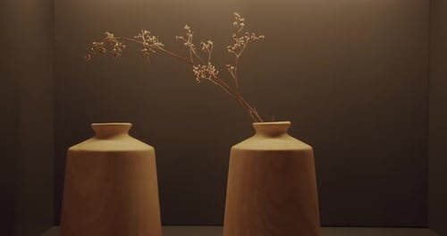 Neutral Ceramic Vases with Elegant Dried Floral Arrangement