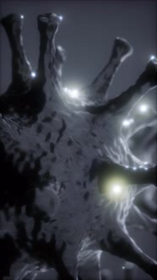 Rotating 3D Virus Cell in Microscopic Scientific View