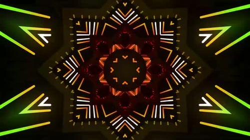 Espectáculo dinámico de luces de neón que crea patrones geométricos abstractos