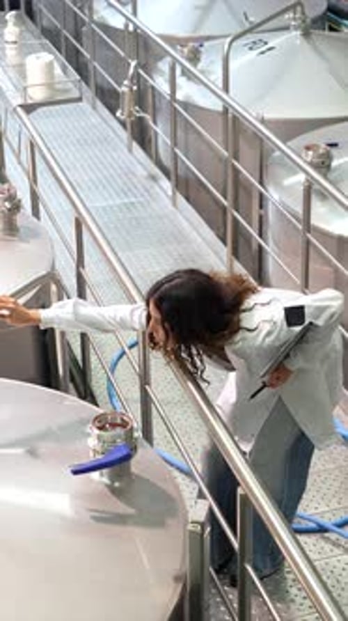 Inspectrice du contrôle de la qualité travaillant dans une brasserie moderne