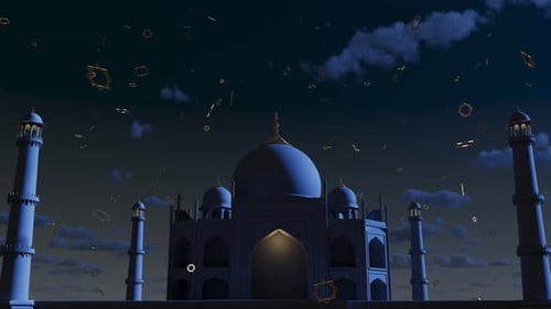 La grande mosquée musulmane brille dans la nuit
