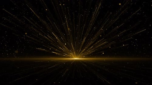 Partículas de erupção de luz estelar dourada