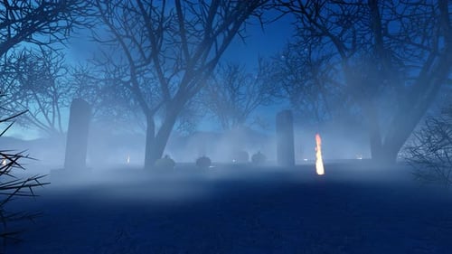 Halloween Horror Forest, Forest Of Tombstones And Monuments