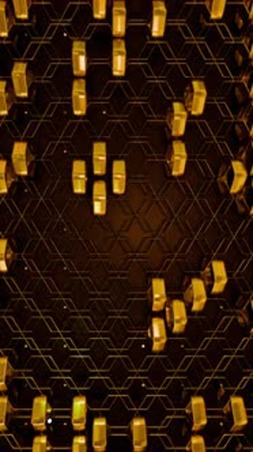 Golden Seamless Geometric Hexagon Pattern 02 4K
