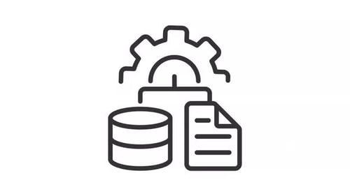 Animated Data Management Icon with Gear and Database