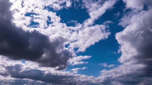 Clouds Moving Under the Bright Sun in the Blue Sky Timelapse
