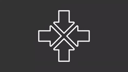 Animated line arrows pointing at center icon