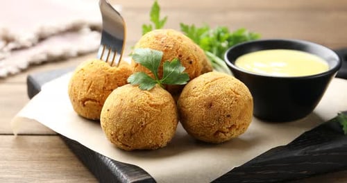 Delicious Falafel Balls with a Creamy Dipping Sauce