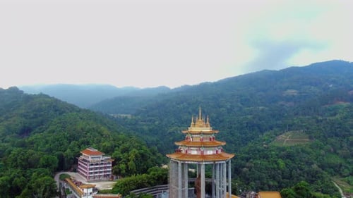 Drone Aerial Footage of the Magnificent Chinese Temple in Penang - Kek Lok Si (Ji Le Shi) Temple