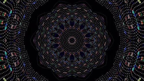 Abstract background moving stripes and flashing with shining light dots. Animation with circles