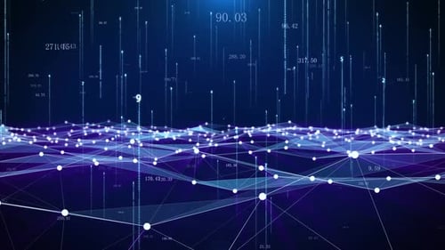 Futuristic Blue Digital Data Network Flow Background Loop