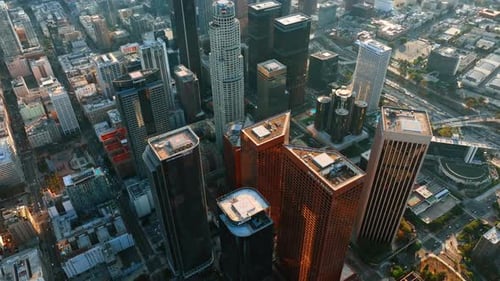 Descending in the downtown of modern Los Angeles, California, US.