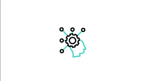 Animated Head Gear Icon for Thinking Process Concept
