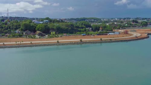 Belitung, 06 June 2022, Aerial view of the park construction process