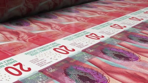 Continuous Swiss Franc 20 Banknote Printing Loop