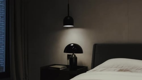 Elegant Bedroom Interior at Nighttime