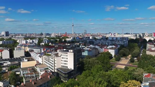 Aerial drone view of Berlin-Mitte, the central district of Berlin, Germany .
