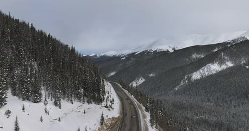 Aerial views of winding roads in the Colorado Rocky Mountains