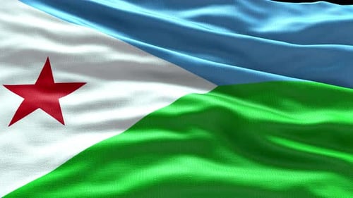 Djibouti National Flag Waving Loop with Realistic Fabric Texture