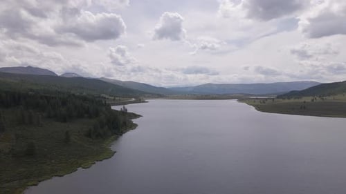Mountain panorama of beautiful valley in Altai mountains. Altai Mountain range, North Altai.