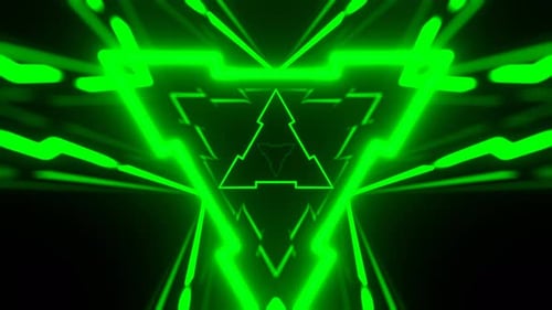 Green And Yellow Strobe Light Effect In Abstract Tunnel Background VJ Loop In 4K