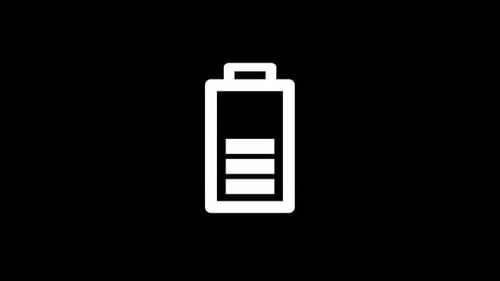 Low battery animated icon showing power level decreasing from full to empty.
