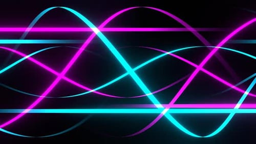 Cyan And Pink Moving Neon Lines Background Vj Loop In HD