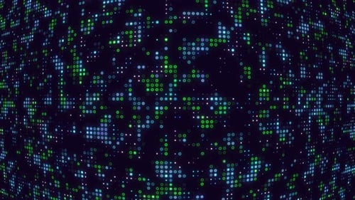 Futuristic Digital Grid Loop Background with Glowing Dots
