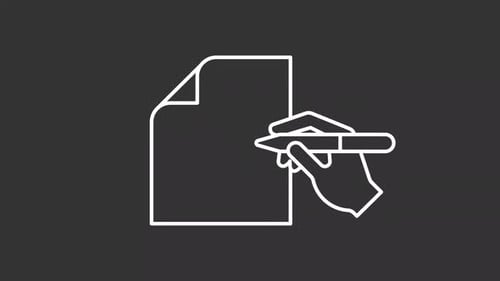 Animated Line Art Hand Writing on Document Icon