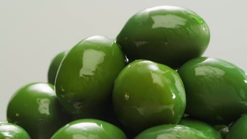 Pickled Round Green Olives From Greece Close Up of Red Black and Green Olive Fermented Spanish